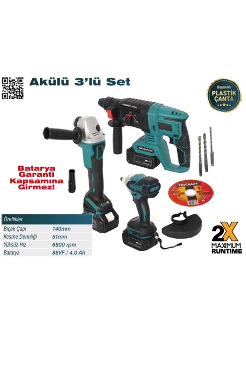 TRİCRAFT 5104 AKÜLÜ 3 LÜ SET ( PK 1 - KL 3 )