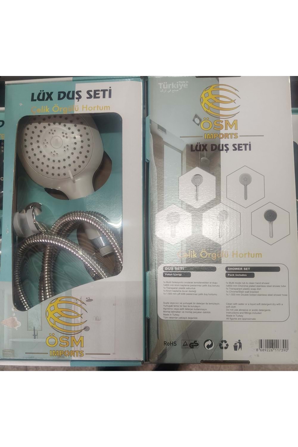LÜX 1727 BEYAZ LÜKS DUŞ SETİ ÇELİK ÖRGÜLÜ ( PK 10 )