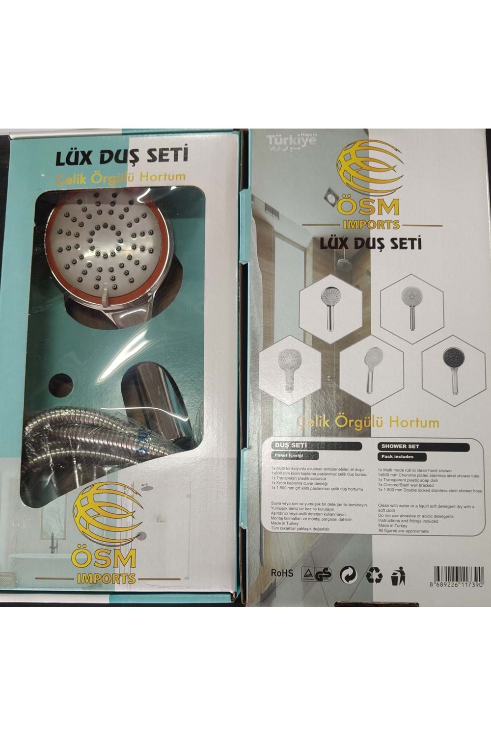 LÜX 1453 İSTANBUL DUŞ SETİ ÇELİK ÖRGÜLÜ ( PK 10 )