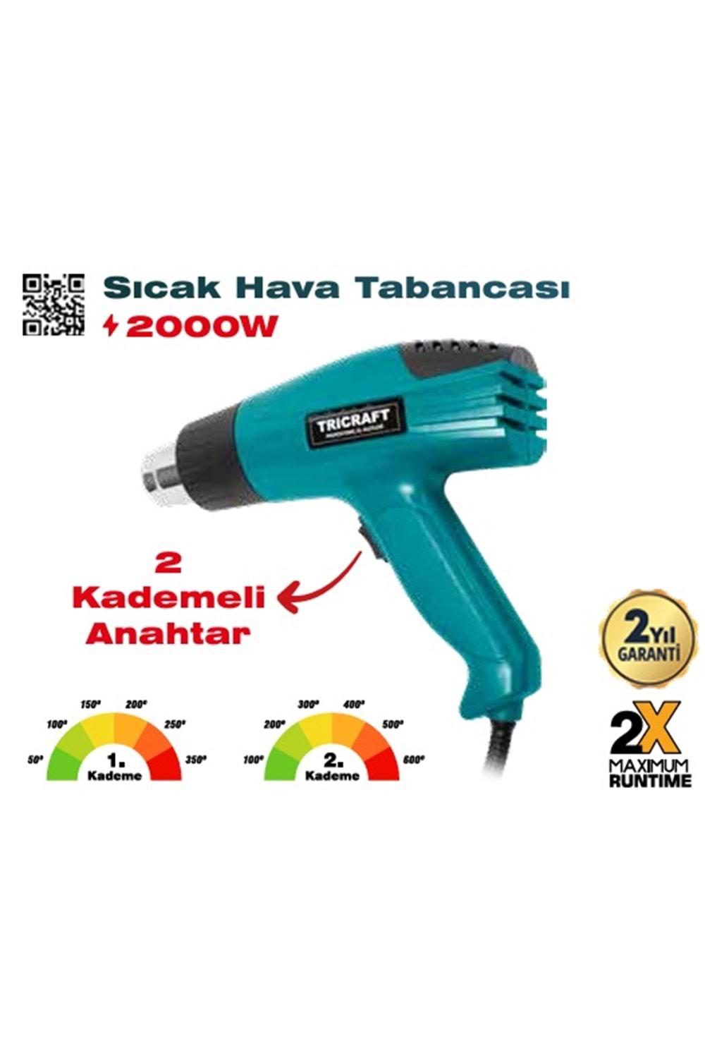 TRİCRAFT 7540 SICAK HAVA TABANCASI 2000W ( PK 1 - KL 10 )