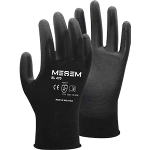 MEŞEM EL470 PU ELDİVEN SİYAH 1/2-10/XL ( PK 12-KL240 ) ** FIRSAT ÜRÜNÜ **