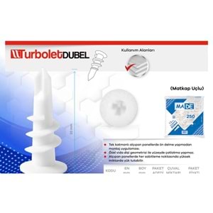 MADE TURBOLET DÜBEL MATKAP UÇLU 250 Lİ