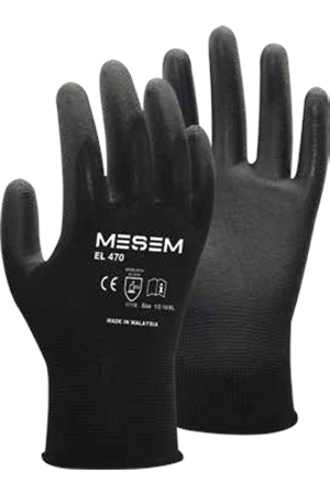 MEŞEM EL460 PU ELDİVEN SİYAH 1/2-9/L ( PK 12-KL240 ) ** FIRSAT ÜRÜNÜ **