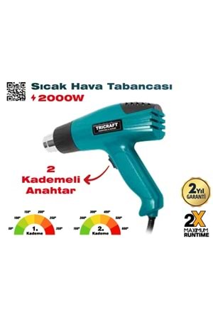 TRİCRAFT 7540 SICAK HAVA TABANCASI 2000W ( PK 1 - KL 10 )