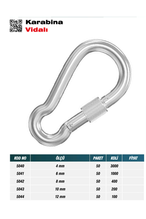 TRİCRAFT 5044 KARABİNA VİDALI 12mm (PK 50-KL 100)