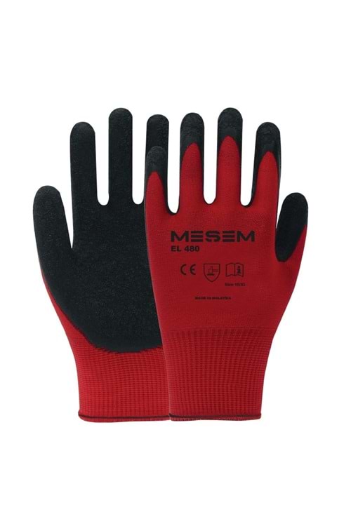 MEŞEM EL480 KIRMIZI LATEX ELDİVEN 1/2