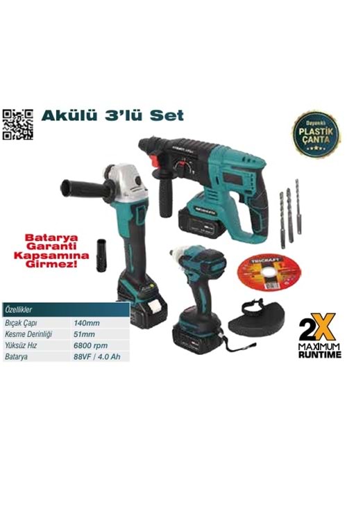 TRİCRAFT 5104 AKÜLÜ 3 LÜ SET ( PK 1 - KL 3 )