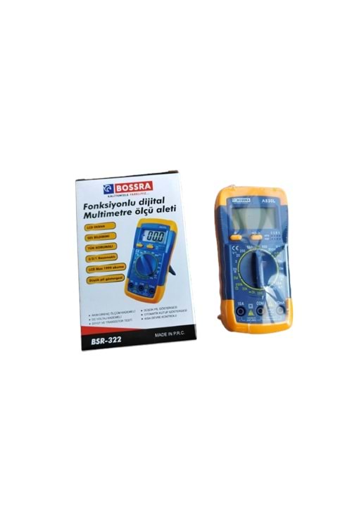 BOSSRA FONKSİYONLU DİJİTAL MULTİMETRE ÖLÇÜM ALETİ BSR 322