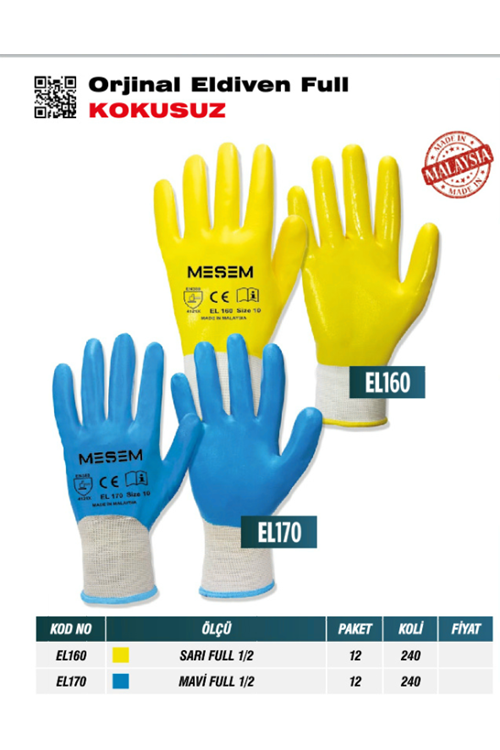 MEŞEM EL170 ORJİNAL ELDİVEN MAVİ FULL ( PK 12 -KL240 )